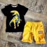 Детски комплект къс панталон и тениска в жълто