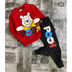Детски дрехи с Мечо Пух в червено от две части - лека вата