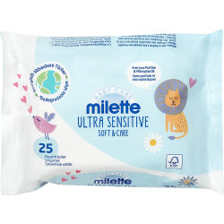 24 х 25 бройки - малки мокри кърпи Milette Ultra Sensitive